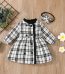 2pcs Frilly Plaid Long-sleeve Double Breasted Baby Long-sleeve Dress Set-front