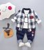 Baby and Toddler Boys 3-piece Smiling Face Tee Plaid Coat and Pants-front
