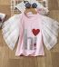 Girls Letter Sequins Lace Sleeve Top Cheap Little Girl Clothes-pink