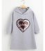 Heart Pattern Hooded Sweater Dress Toddler Girl Cotton Dresses-grey
