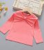 Solid Color Bow Collar Long Sleeve Little Girl Clothing Top-pink