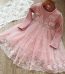 Toddler Girl Lace Floral Pattern Princess Party Pink Mesh Dress-front