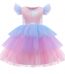 Girls Flutter Sleeve Mesh Sequin Princess Dress front