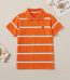 Trendy Multicolor Embroidered Striped Polo Shirts-Orange